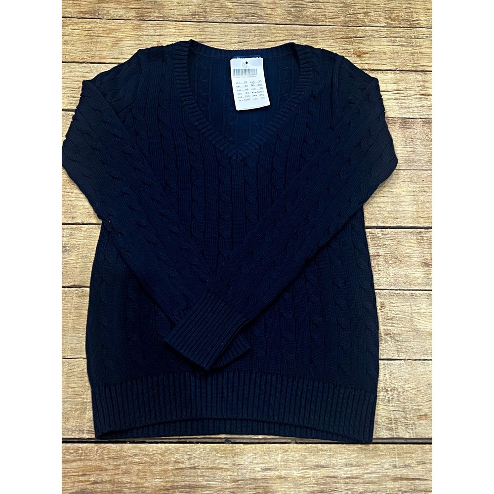 NWT Brandy Melville Navy Cable-Knit V-Neck Pullover Sweater One Size